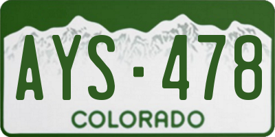 CO license plate AYS478