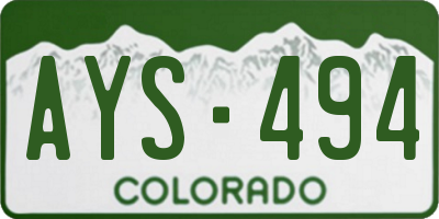 CO license plate AYS494