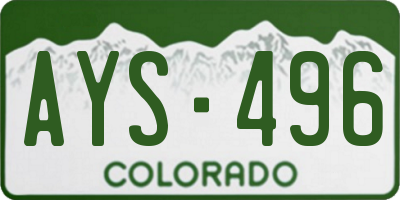 CO license plate AYS496