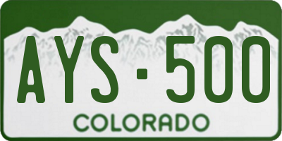 CO license plate AYS500