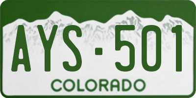 CO license plate AYS501