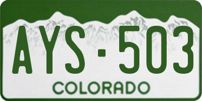 CO license plate AYS503