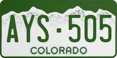 CO license plate AYS505