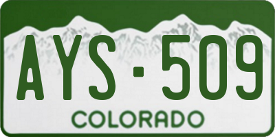 CO license plate AYS509