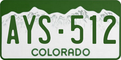 CO license plate AYS512