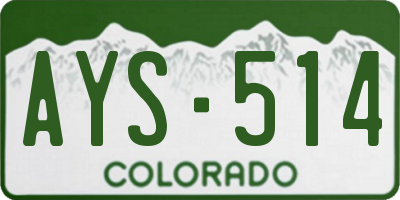 CO license plate AYS514