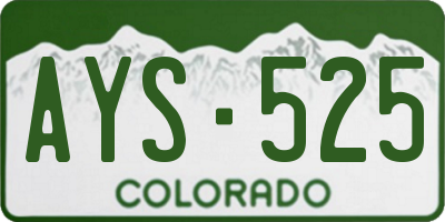 CO license plate AYS525