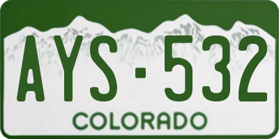 CO license plate AYS532