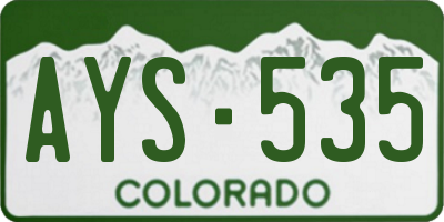 CO license plate AYS535