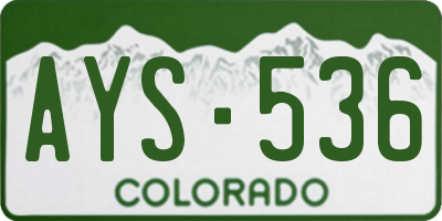 CO license plate AYS536