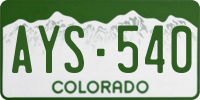 CO license plate AYS540
