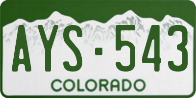 CO license plate AYS543