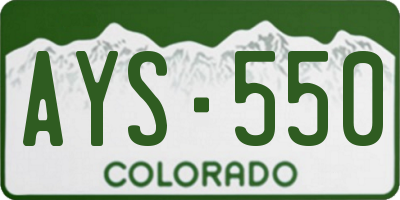 CO license plate AYS550