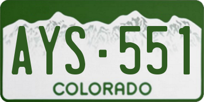 CO license plate AYS551