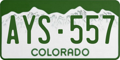 CO license plate AYS557