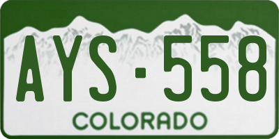 CO license plate AYS558