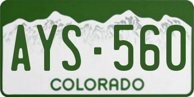 CO license plate AYS560