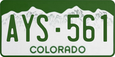 CO license plate AYS561