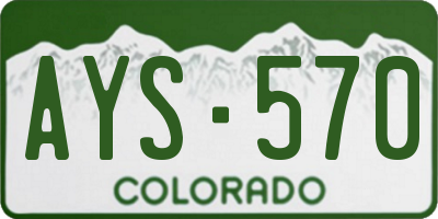 CO license plate AYS570