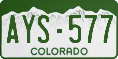 CO license plate AYS577