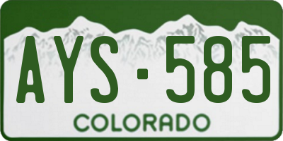 CO license plate AYS585