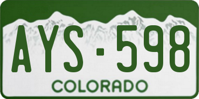 CO license plate AYS598