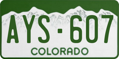 CO license plate AYS607