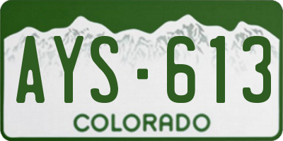 CO license plate AYS613