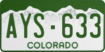 CO license plate AYS633
