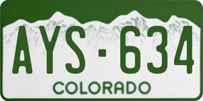 CO license plate AYS634