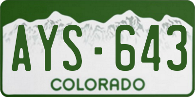 CO license plate AYS643