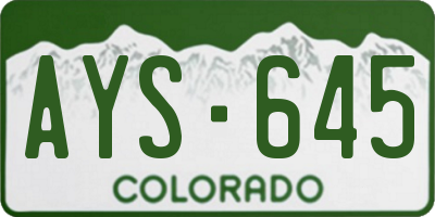 CO license plate AYS645