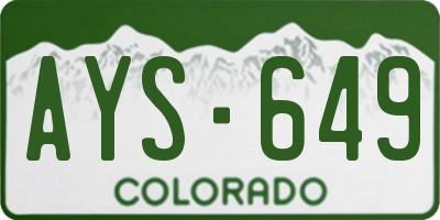 CO license plate AYS649