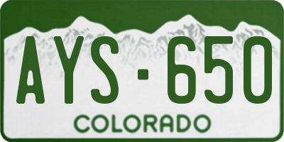 CO license plate AYS650