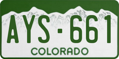 CO license plate AYS661