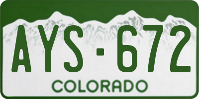 CO license plate AYS672