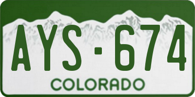CO license plate AYS674