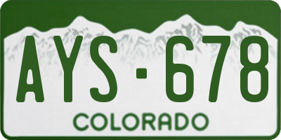 CO license plate AYS678