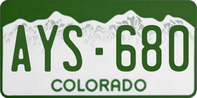 CO license plate AYS680