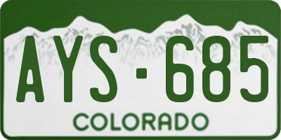 CO license plate AYS685