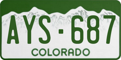 CO license plate AYS687