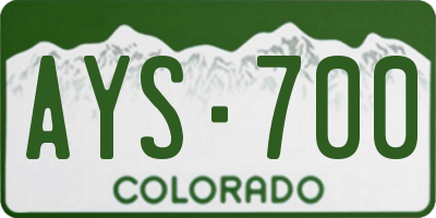 CO license plate AYS700