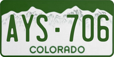 CO license plate AYS706