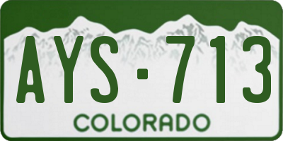 CO license plate AYS713