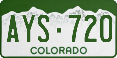 CO license plate AYS720