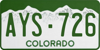 CO license plate AYS726