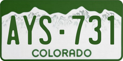 CO license plate AYS731