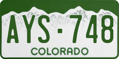 CO license plate AYS748