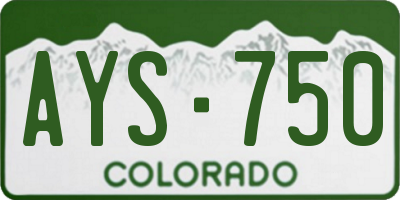 CO license plate AYS750