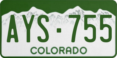 CO license plate AYS755